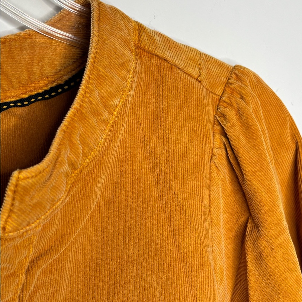 BN6 Anthropologie Pilcro Babydoll Corduroy Tiered Dress Yellow Mustard Medium - Picture 3 of 8